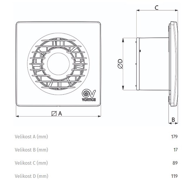 VORTICE PUNTO FILO MF 120/5" axiálny ventilátor 120 mm, nástenný/stropný, so spätnou klapkou