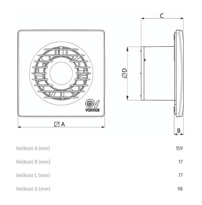 VORTICE PUNTO FILO MF 100/4" T axiálny ventilátor 100 mm, nástenný/stropný, s časovačom a spätnou klapkou