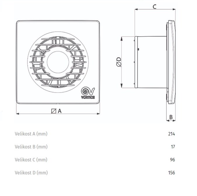 VORTICE PUNTO FILO MF 150/6" T axiálny ventilátor 150 mm, nástenný/stropný, s časovačom a spätnou klapkou