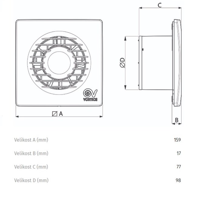 VORTICE PUNTO FILO MF 100/4" T HCS LL axiálny ventilátor 100 mm, nástenný/stropný, s časovačom, čidlom vlhkosti a spätnou klapkou