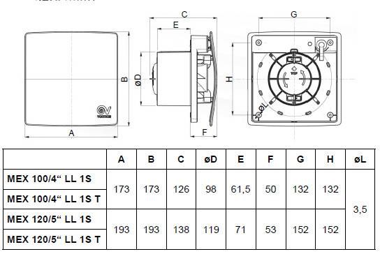 VORTICE PUNTO EVO FLEXO MEX 100/4" LL 1S axiálny ventilátor 100 mm, nástenný/stropný, so spätnou klapkou