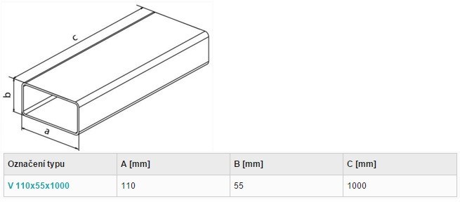HACO V ventilačný systém 110x55x500mm, plochý kanál, biely