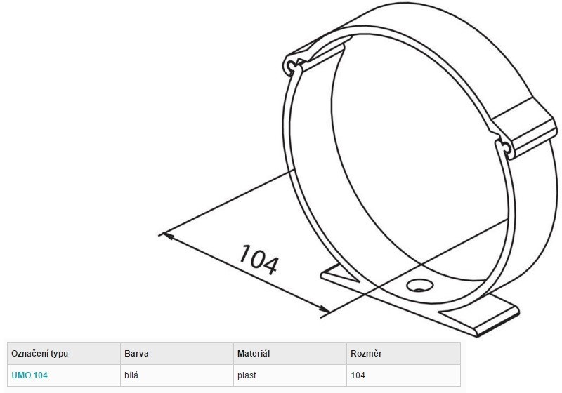 HACO UMO ventilačný systém 104mm, držiak kanála, biely (sada 2 ks)
