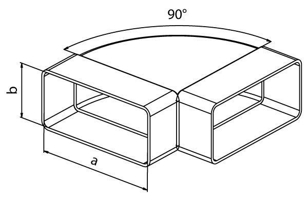 HACO CKH koleno 2x220x55mm vodorovné, ploché, plast