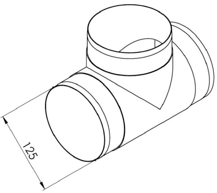 HACO CTO tvarovka T 3x125mm guľatá, plast