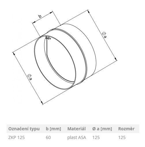 HACO ZKP 125 spätná klapka, 125mm, plast, biela