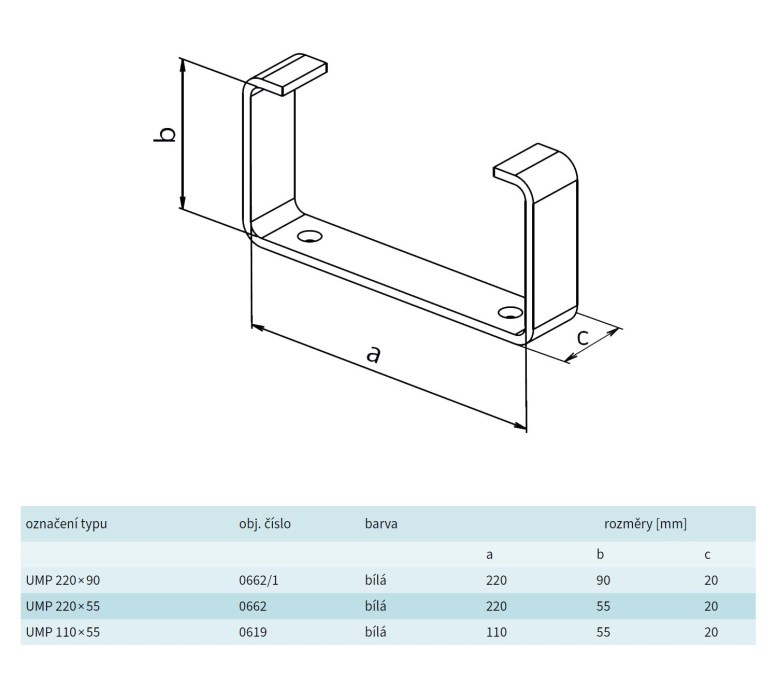 HACO UM držiak kanála 220x90x20mm, plast