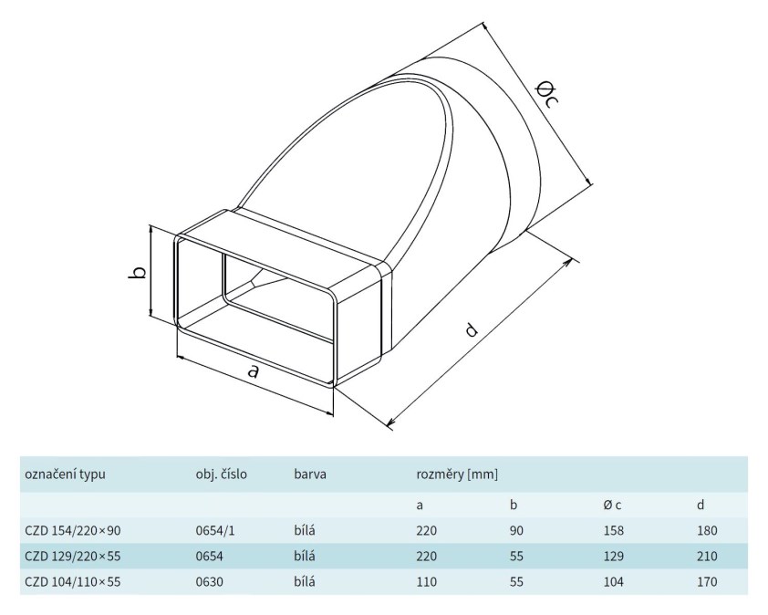 HACO CZD 158/220x90 prechodový kus 220x90x180mm, 158 mm, plast