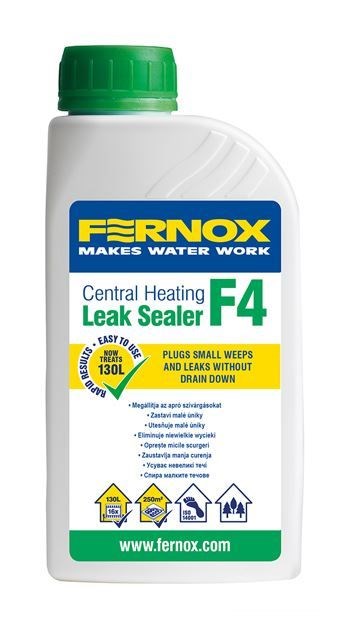 FERNOX LEAK SEALER F4 utesňovacia kvapalina pre systémy ústredného kúrenia 500 ml, biela