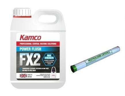 KAMCO POWER FLUSH FX2 preplachovací a odvápňovací prípravok 2,5 l, ružová/červená (sada)