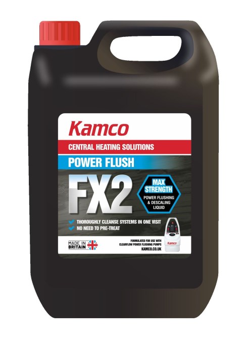 KAMCO POWER FLUSH FX2 preplachovací a odvápňovací prípravok 10 l, ružová/červená