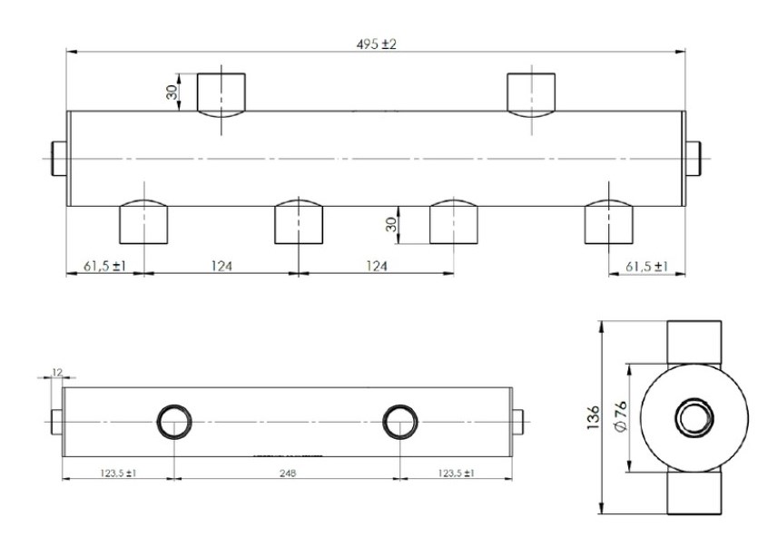 AFRISO BLH 850 termohydraulický rozdeľovač (anuloid) 6xGW G1", 4m3/hod, s izoláciou, oceľ, pozink