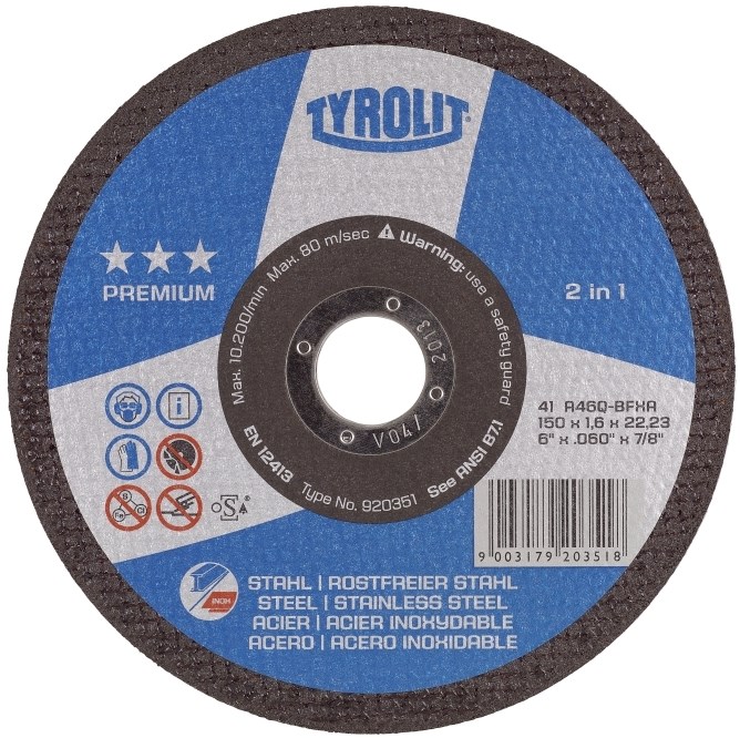 TYROLIT PREMIUM A46Q-BFP rezný kotúč 150x1,6x22,2 mm, na oceľ a nerez