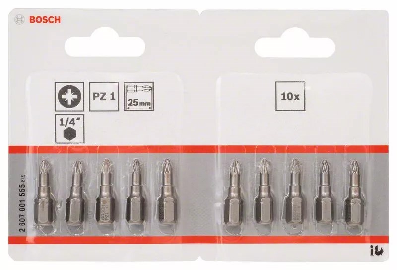 BOSCH EXTRA HARD skrutkovací bit PZ1, 25 mm, 10 ks, krížový (komplet)