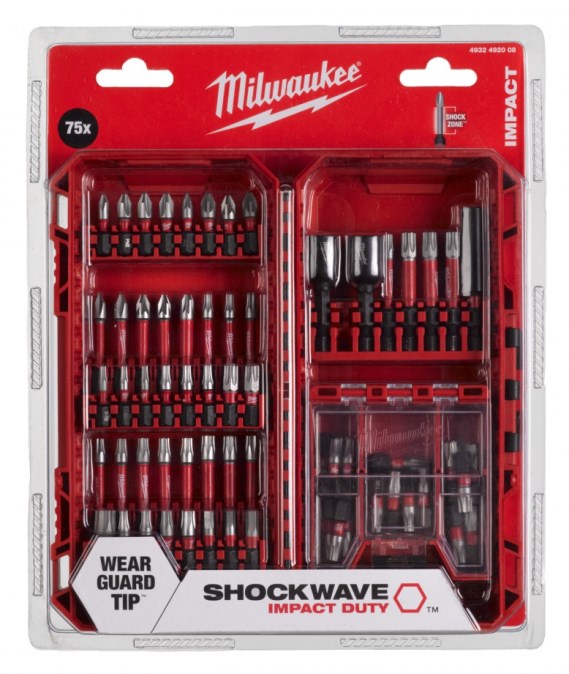 MILWAUKEE SHOCKWAVE IMPACT DUTY set skrutkovacích bitov a nástrčných kľúčov, PH/PZ/TX/HEX, 75 ks