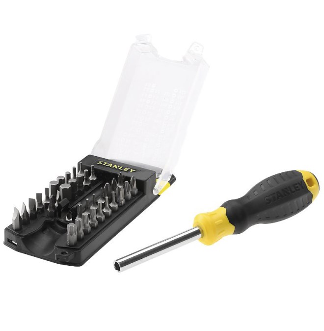 STANLEY set skrutkovacích bitov S/PH/PZ/T, 34 ks, so skrutkovačom