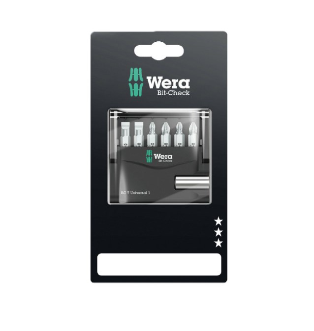 WERA KRAFTFORM BIT-CHECK 7 UNIVERSAL 1 SB set skrutkovacích bitov, S/PH/PZ, 7 ks (sada)