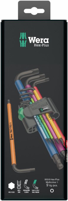 WERA HEX PLUS 950 SPKL MULTICOLOUR zástrčný set inbusových kľúčov, 9 ks (sada)
