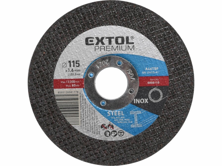 EXTOL PREMIUM rezný kotúč 115x1,6x22,2 mm, na oceľ a nerez