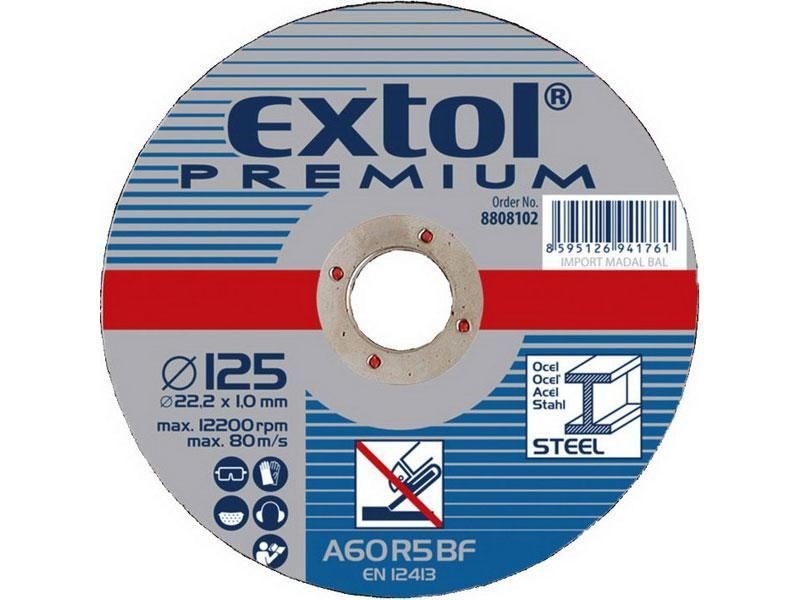 EXTOL PREMIUM rezný kotúč 125x1,0x22,2 mm, na oceľ a nerez
