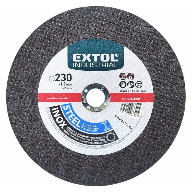 EXTOL INDUSTRIAL rezný kotúč 230x1,6x22,2 mm, na oceľ a nerez