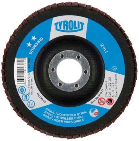 TYROLIT STANDARD ZA60Q-B brúsny kotúč 125x22,2 mm, na oceľ a nerez