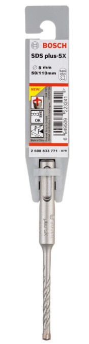 BOSCH SDS PLUS-5X vrták 5x50 mm, SDS-PLUS, vidiový, 4 čepieľky, do betónu a muriva