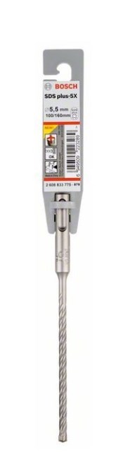 BOSCH SDS PLUS-5X vrták 5,5x100 mm, SDS-PLUS, vidiový, 4 čepieľky, do betónu a muriva