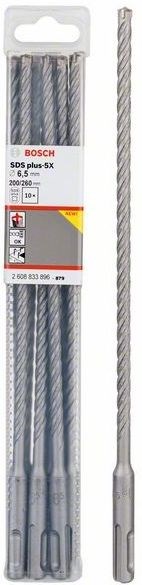 BOSCH SDS PLUS-5X vrták 6,5x200 mm, 10 ks, SDS-PLUS, vidiový, 4 čepieľky, do betónu a muriva (sada 10 ks)