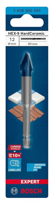 BOSCH HARD CERAMIC vrták 12x90 mm, HEX-9, na dlaždice