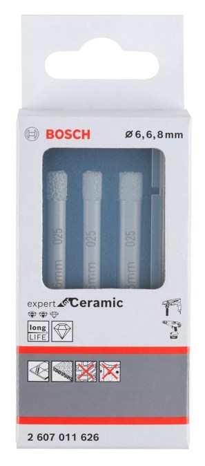 BOSCH EXPERT FOR CERAMIC set vŕtacích koruniek 6-8 mm, 3 ks, diamantových, do dlaždíc