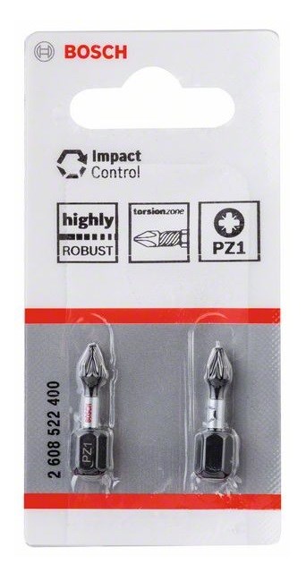 BOSCH IMPACT CONTROL skrutkovací bit PZ1, 25 mm, 2 ks, krížový s drážkou