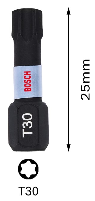 BOSCH IMPACT CONTROL skrutkovací bit T30, 25 mm, 2 ks, torx