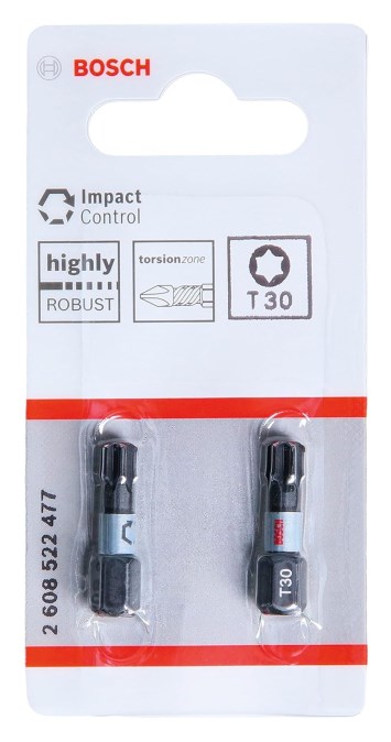 BOSCH IMPACT CONTROL skrutkovací bit T30, 25 mm, 2 ks, torx