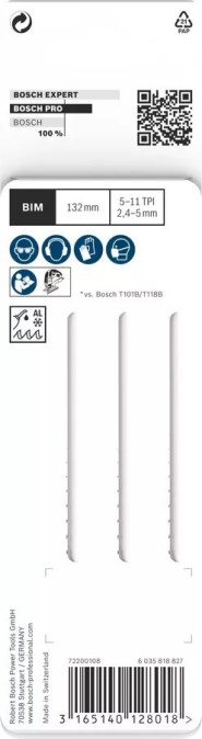 BOSCH PRE MULTI MATERIAL THICK AND THIN pílový list 132 mm, 1,1 mm, 3 ks, univerzálny