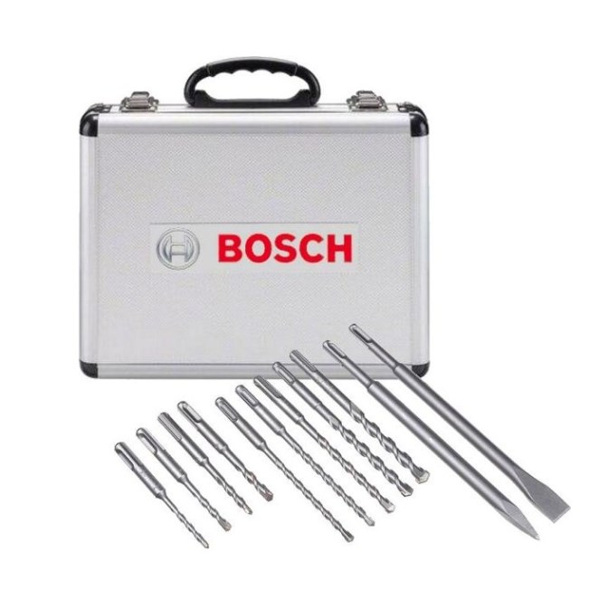 BOSCH SDS PLUS-1 set vrtákov do kladív 6-7-8-10-12 mm, 11 ks + kufor, SDS-PLUS, do betónu a muriva