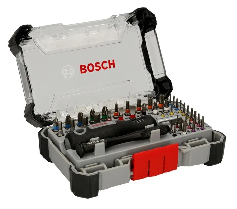 BOSCH PRECISION set skrutkovacích bitov, S/PH/PZ/TH/Y/X/U/Triagle, 42 ks, s držiakom