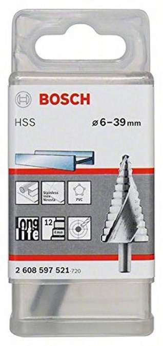 BOSCH HSS vrták 6-39 mm, 3F, stupňovitý, na kov
