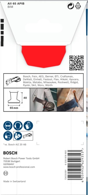 BOSCH PRE AII 65 APIB ponorný pílový list 65x40 mm, univerzálny