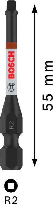 BOSCH PRE IMPACT skrutkovací bit R2, 55 mm, 2 ks, štvorhranný (sada 2 ks)