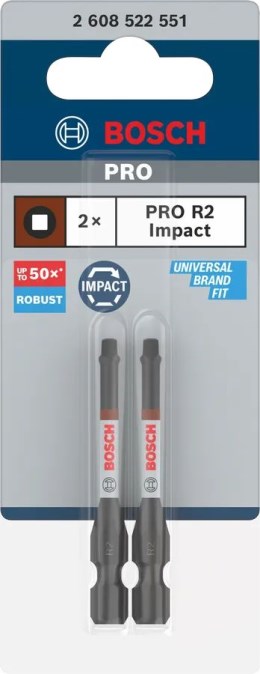 BOSCH PRE IMPACT skrutkovací bit R2, 55 mm, 2 ks, štvorhranný (sada 2 ks)