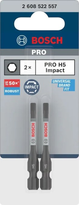 BOSCH PRE IMPACT skrutkovací bit H5, 55 mm, 2 ks, šesťhranný (sada 2 ks)