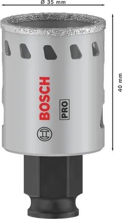 BOSCH PRE TILE PC PLUS vŕtacia korunka 35 mm, Power Change Plus, diamantová, na kameň
