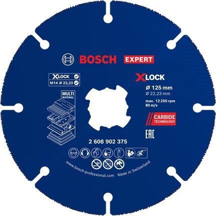 BOSCH EXPERT MULTI WHEEL X-LOCK rezný kotúč 125x22,2 mm, karbidový, univerzálny
