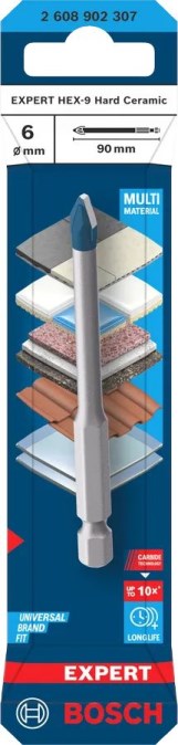 BOSCH EXPERT HARD CERAMIC vrták 6x90 mm, HEX-9, karbidový, na dlaždice