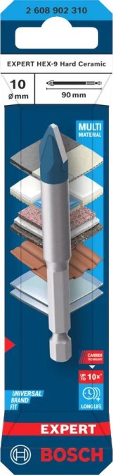 BOSCH EXPERT HARD CERAMIC vrták 10x90 mm, HEX-9, karbidový, na dlaždice