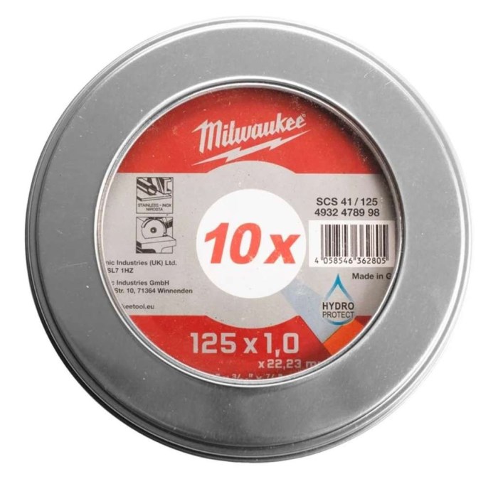 MILWAUKEE PRO+ rezný kotúč, 125x1,0x22,2 mm, 10 ks, na kov
