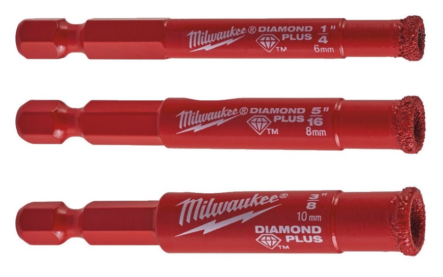 MILWAUKEE DIAMOND PLUS 1/4" set vŕtacích koruniek 6-10mm, 3 ks, diamantové, na murivo (sada)