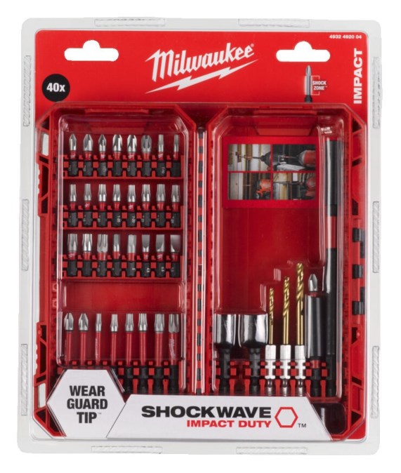 MILWAUKEE SHOCKWAVE IMPACT DUTY set skrutkovacích bitov a nástrčných kľúčov, PH/PZ/TX/HEX, 40 ks (sada)