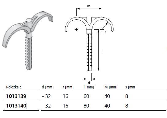 UPONOR hmoždinkový hák 6cm dvojitý, modrá
